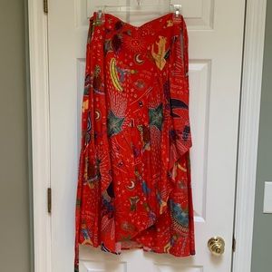 Farm Rio red wrap skirt